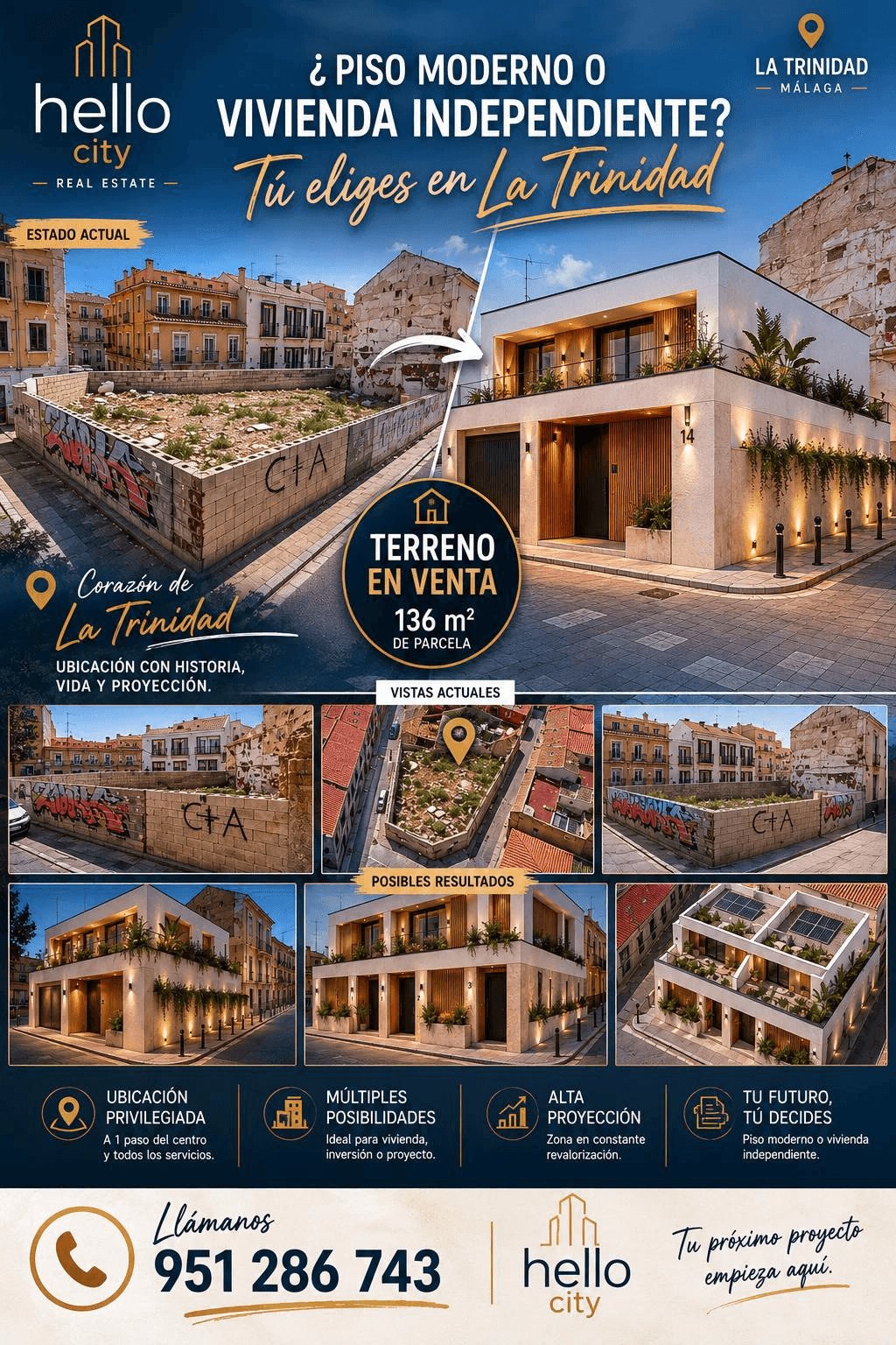 EXCLUSIVO SOLAR URBANO MALAGA CENTRO-LA TRINIDAD